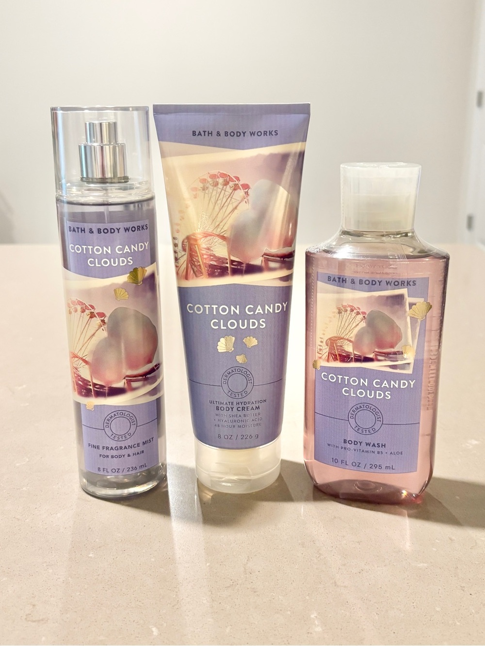 Bath & Body Works Cotton Candy Clouds 3 Piece Gift Set